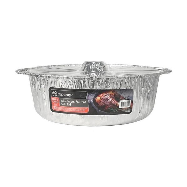 Top Chef Lightweight Disposable Oven-safe Aluminum Foil Pot w/ Lid - 39x12cm