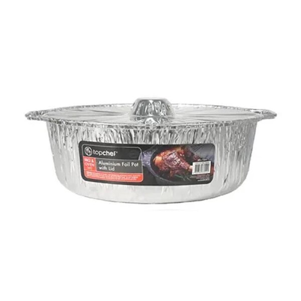 Top Chef Lightweight Disposable Oven-safe Aluminum Foil Pot w/ Lid - 33x12cm