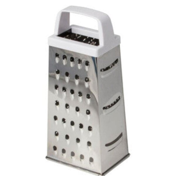 Cuisena 4-Sided Stainless Steel Box Grater w/ White Handle - Silver