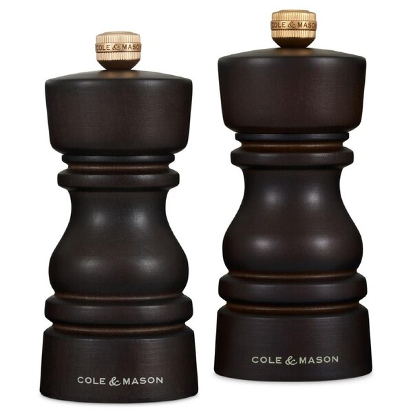 2pc Cole & Mason London Salt and Pepper Mill Gift Set - Chocolate Wood 13cm