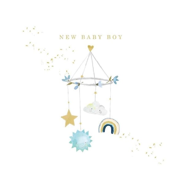 Hammond Gower New Baby Boy Hanging Mobile Playtime Card Blue 15.5x15.5cm