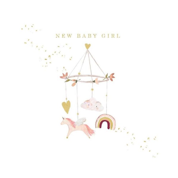 Hammond Gower New Baby Girl - Hanging Mobile Playtime Card Pink 15.5x15.5cm