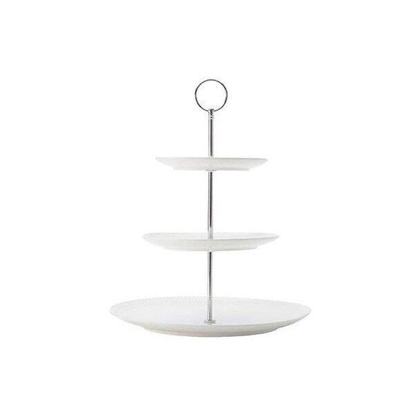 Maxwell & Williams Porcelain Matching Basics Diamonds 3-Tier Cake Stand - White