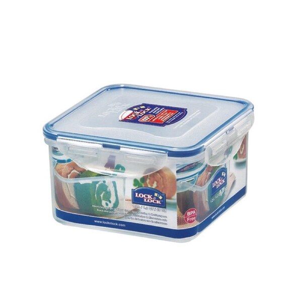 LOCK & Classic Square Short Container Four Hinge Locking Stackable - 1.2L
