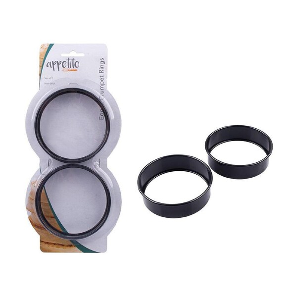 2pc Appetito Non Stick Egg/Crumpet Rings Top-shelf Dishwasher Safe Durable