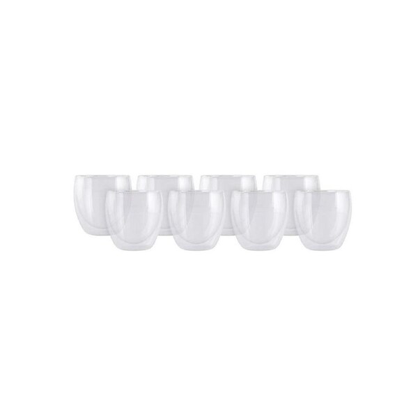 8pc Maxwell & Williams Blend Double Wall Cups Drinkware Made from Glass - 250ml