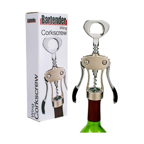 Bartender Heavy Duty Wing Corkscrew With Black Trim High Quality Durable