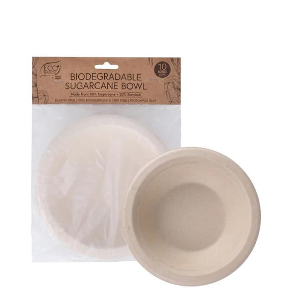 10pc Eco Basics Microwave Safe Sustainable Biodegradable Sugarcane Bowls