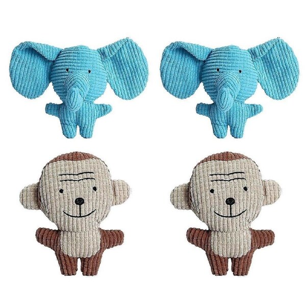 Set of 4 plush toys for dogs, sound-emitting toys for small and medium dogs