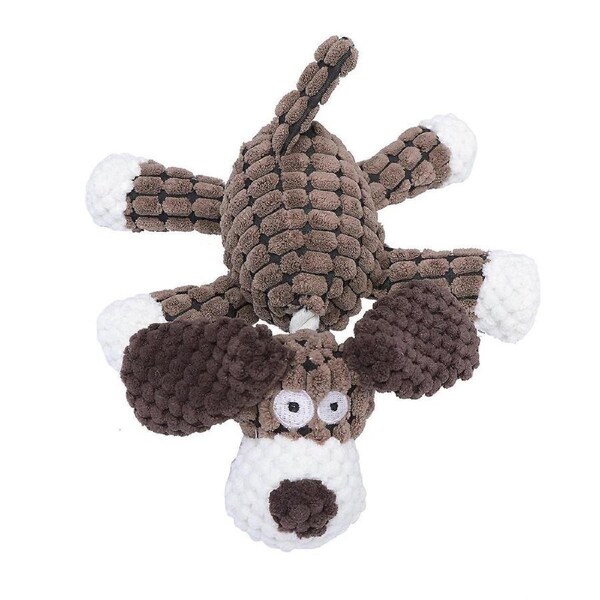 Plush Pet Toys Supplies Cartoon Pet Dog Toys Plush Dog Toys Squeaky Dog Chew Toys for Small Dogs Brown