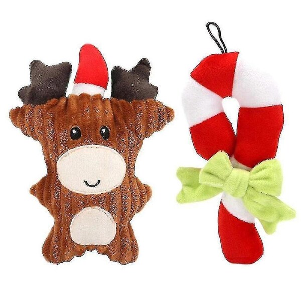 Christmas Plush Dog Toys - Stuffed Chew Toys Puppy Interactive Toy Set For Small Medium Pets