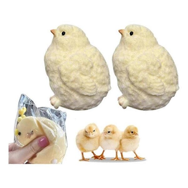 2Pcs Small chicken plush squeezing silicone decompression toy