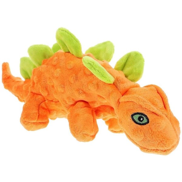 Squeaky Plush Dog Toy for Small Medium and Large Dogs, Birthday Toy Dinosaur Dog Chew Toy, Orange