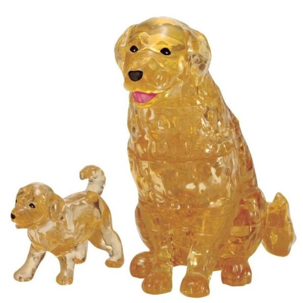 3D Golden Retriever & Puppy Crystal Puzzle