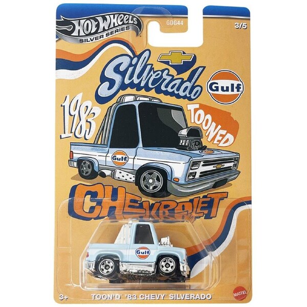 Hot Wheels Silver Series Tooned Gulf Diecast Car 1:64 - Toon'd '83 Chevy Silverado