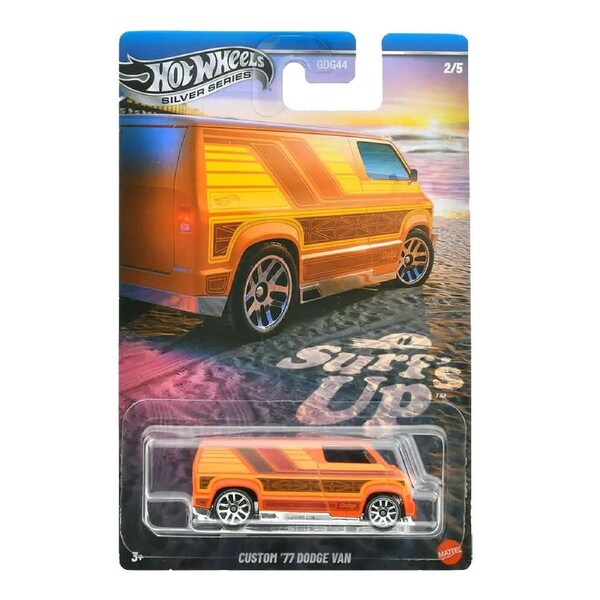 Hot Wheels Silver Series Surf's Up Diecast Car 1:64 - Custom '77 Dodge Van