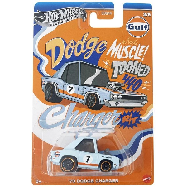 Hot Wheels Silver Series Tooned Gulf Diecast Car 1:64 - '70 Dodge Charger