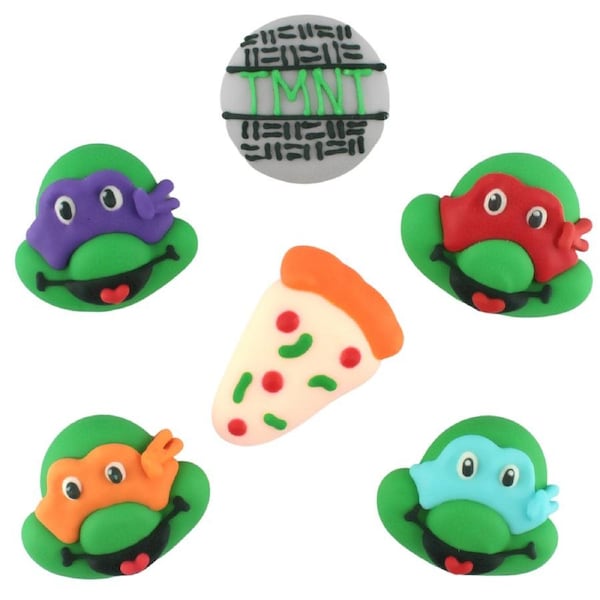 Teenage Mutant Ninja Turtles Edible Sugar Cupcake Decorations (Pack of 6)