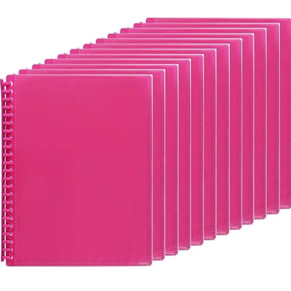 Marbig Refillable Display Book With Insert Cover A4 Pink 20 Pocket 12 Pack