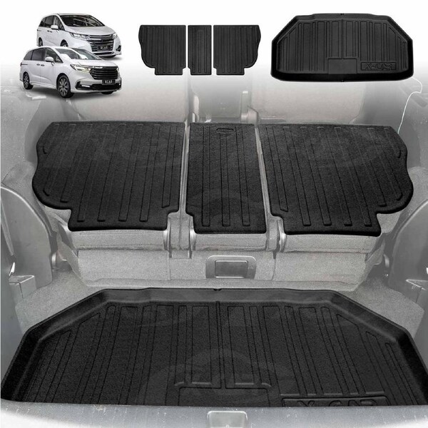 Boot Liner Kick Mats Set for Honda Odyssey 5th Gen 2014-2022 All Weather Heavy Duty Cargo Car Trunk Back Seat Protector