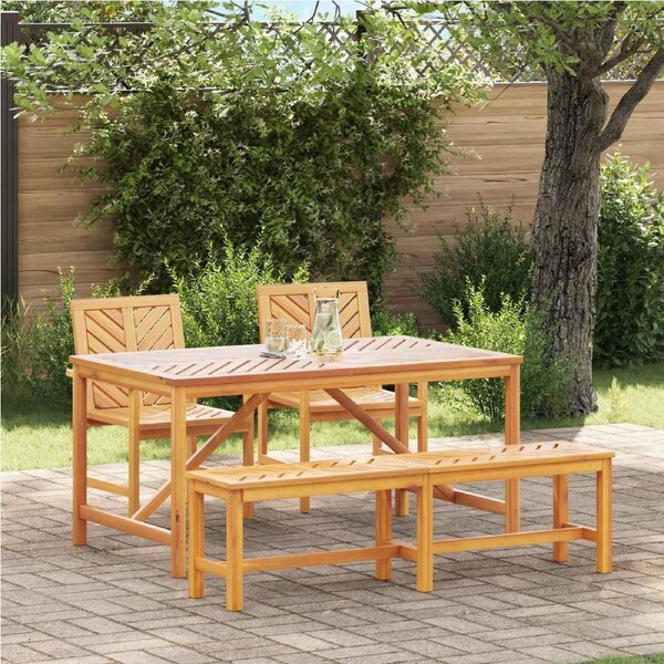 Garden Dining Set 4 pcs Brown Solid Acacia Wood vidaXL
