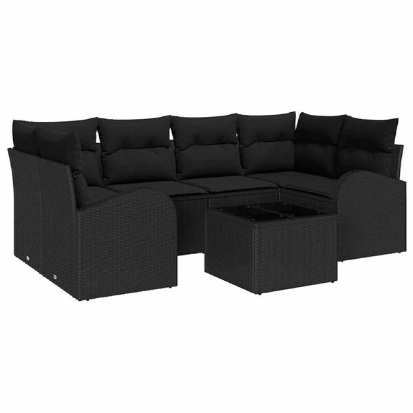 Garden Sofa Set Black 55 x 55 x 37 cm Poly Rattan vidaXL