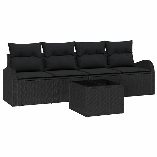 Garden Sofa Set Manual Black 55 x 55 x 37 cm Poly Rattan vidaXL