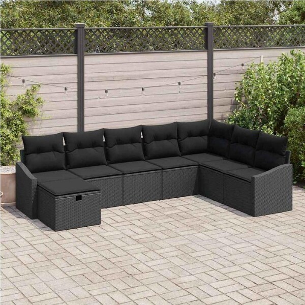 Sofa Set with Cushion 8 pcs Poly Rattan vidaXL