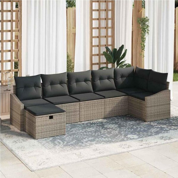 Sofa Set with Cushion 8 pcs Poly Rattan vidaXL