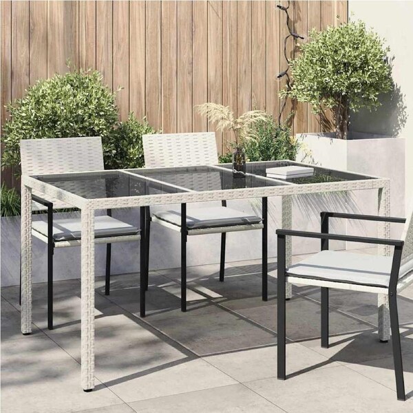 Garden Table White 150 x 90 x 75 cm Poly Rattan vidaXL
