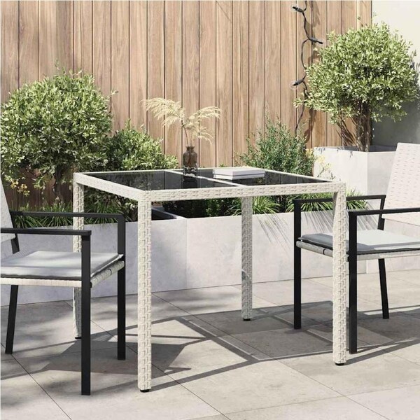 Garden Table White 90 x 90 x 75 cm Poly Rattan vidaXL
