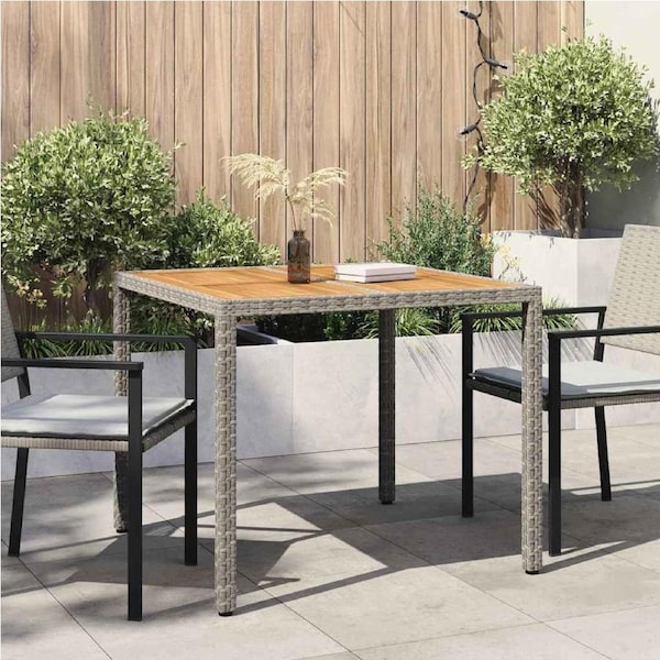Garden Table Grey 90 x 90 x 75 cm Poly Rattan vidaXL