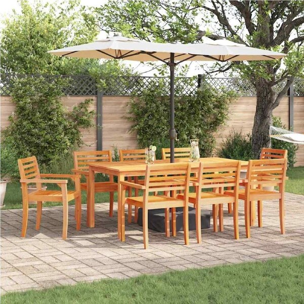 Garden Dining Set 9 pcs Brown Solid Acacia Wood vidaXL