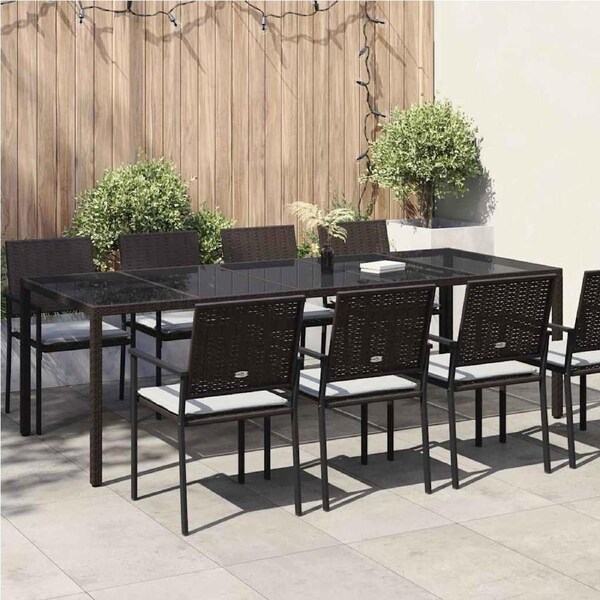 Garden Table Brown 250 x 100 x 75 cm Poly Rattan vidaXL