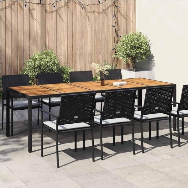 Garden Table Black 250 x 100 x 75 cm Poly Rattan vidaXL