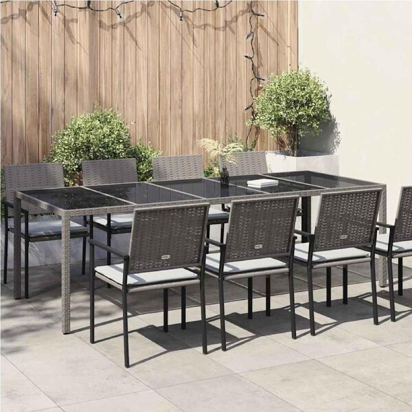 Garden Table Grey 250 x 100 x 75 cm Poly Rattan vidaXL