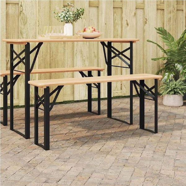 Beer Bench Legs Black Powder-Coated Steel vidaXL