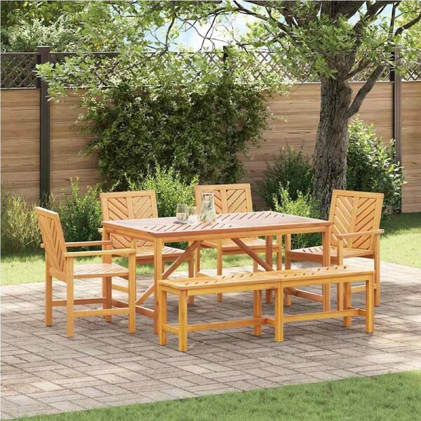 Garden Dining Set 6 pcs Brown Solid Acacia Wood vidaXL