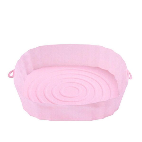 Air Fryer Silicone Pot Air Fryer Basket Liner Non-Stick Reusable Baking Tray Pink