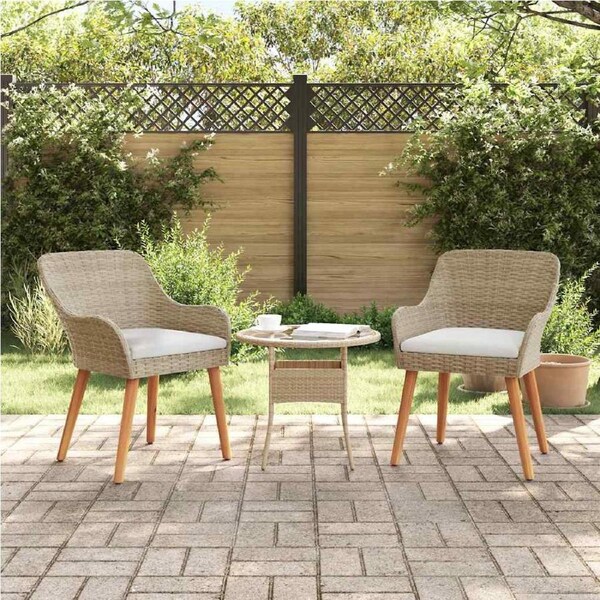 Garden Chair 2 pcs Beige 62.5 x 55 x 82 cm Poly Rattan vidaXL