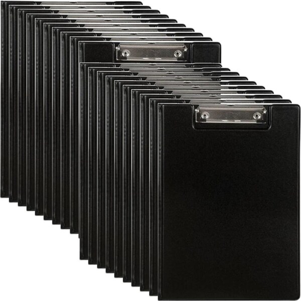 Marbig Clipfolder Clip Board PVC Flap A4 Black 20 Pack