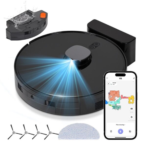 Advwin 3-in-1 Laser Robot Vacuum Cleaner and Mop Combo, 3500Pa Suction Power with 60mins Runtime, Compatible with WiFi/App/Alexa Self-Charging