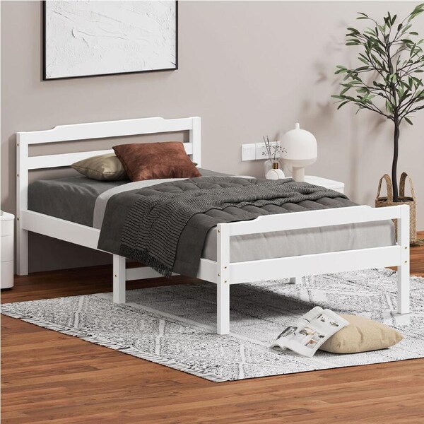 ALFORDSON Bed Frame Wooden Single Size Mattress Base Platform Timber White DUBEM