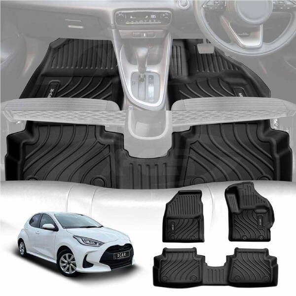 3D Floor Mats for Toyota Yaris Hatch 2020-Onwards Heavy Duty All Weather Car Mats Carpet Liner Set