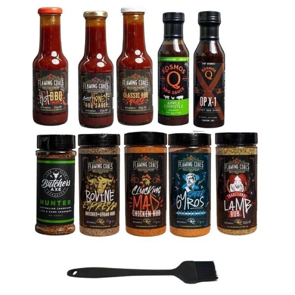 Beef Lamb Chicken & Pork Ultimate BBQ Rub and Sauce pack by Flaming Coals