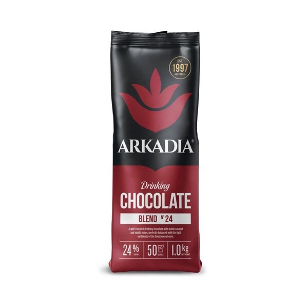 Arkadia 24% Drinking Chocolate 1kg - Café Grade Hot Chocolate Powder - Australian Made