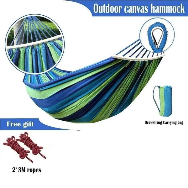 320KG Double Hanging Hammock Garden Outdoor Travel Beach Swinging Bed Camping AU Blue