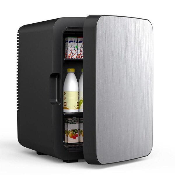 ADVWIN Black Mini Fridge for Bedroom - Portable 10L Electric Plug In Cooler for Food, Drinks, Beauty & Makeup, Portable Compact Refrigerator for Bedroom, Dorm, Car, Office