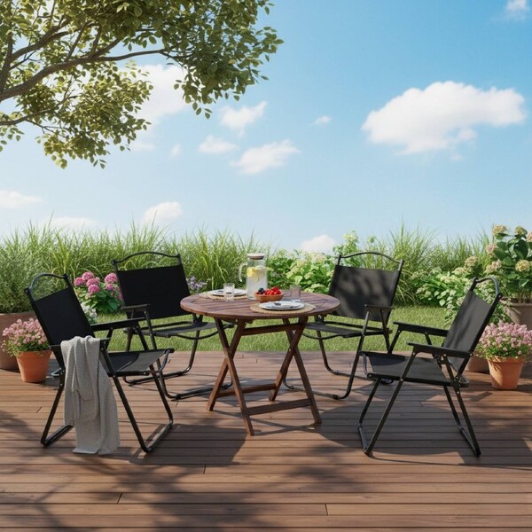 Levede Folding Camping Table 120cm and Chairs Portable Outdoor BBQ Picnic Desk 4Pcs Chairs