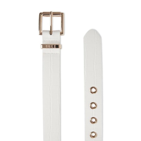 Elle Women's/Ladie's Lourdes Modern Jean Chic Fashion Belt White Croc XL